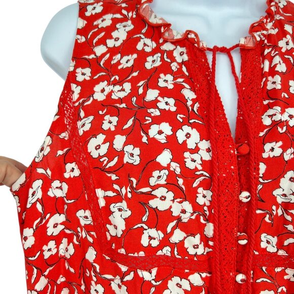 Spiritual Gangster Red Floral Romper with Tassels Size Small - Picture 3 of 14